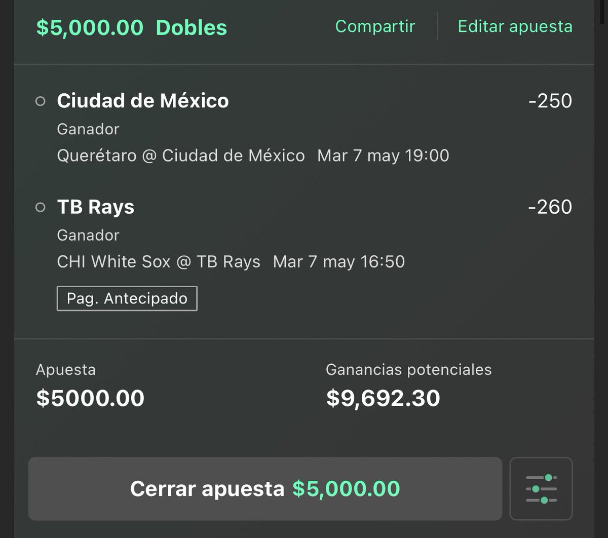 hugowx_'s tweet image. Paso 3. Reto $1,600 a $50,000🪜

Metan la jugada ya porque el momio subirá! Empiezan en 3 horas aprox

En otros casinos Ciudad de México esta como Diablos Rojos. MLB 🇺🇸 + LMB 🇲🇽

¿Seguimos la buena racha? 👁️