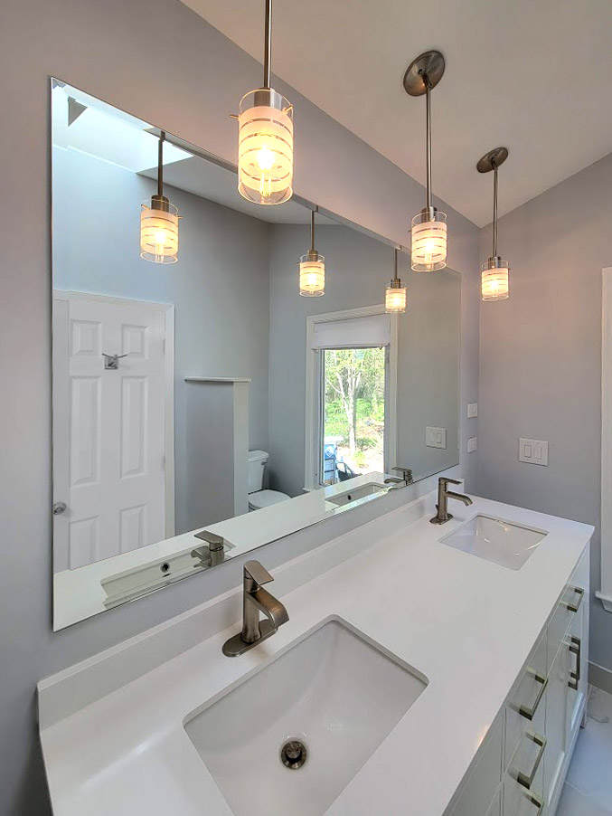 Vanity wall mirrors are a staple for any bathroom or bathroom remodel. ABC Glass and Mirror will customize your vanity mirrors according to your wall space and size. Call us today at703-257-7150! #mirrors