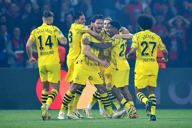 🏆 UEFA Şampiyonlar Ligi'nde ilk finalist Borussia Dortmund 🇩🇪 Borussia Dortmund, yarı final ilk maçında 1-0 yendiği 🇫🇷 PSG'yi ikinci maçta da aynı skorla mağlup ederek adını finale yazdırdı. ⚽️ 50' Hummels