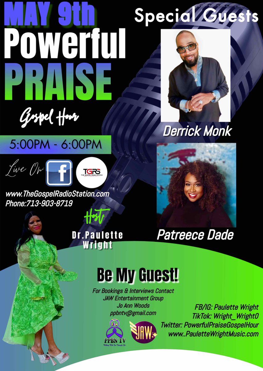 This Coming Thursday! Please don’t miss this interview with my long time friend Dr. Paulette Wright on Powerful Praise Gospel Hour! It’s going to be a OVER FLOW of Praise &amp; Worship 🔥🙏🏽❤️🙏🏽

#blessed #love #grateful #thankful #faith #happy