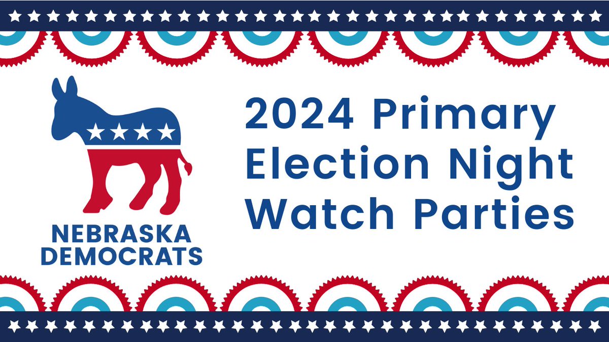 One week from today, watch parties will be held for the Primary Election. More may be added. Join us! #NebDems #VoteBluein2024 @LCDP_NE and NDP - Lincoln mobilize.us/nebdems/event/… @Love4Senate - Omaha mobilize.us/love4senate/ev… @TonyVargas - Omaha mobilize.us/tonyvargasforc…