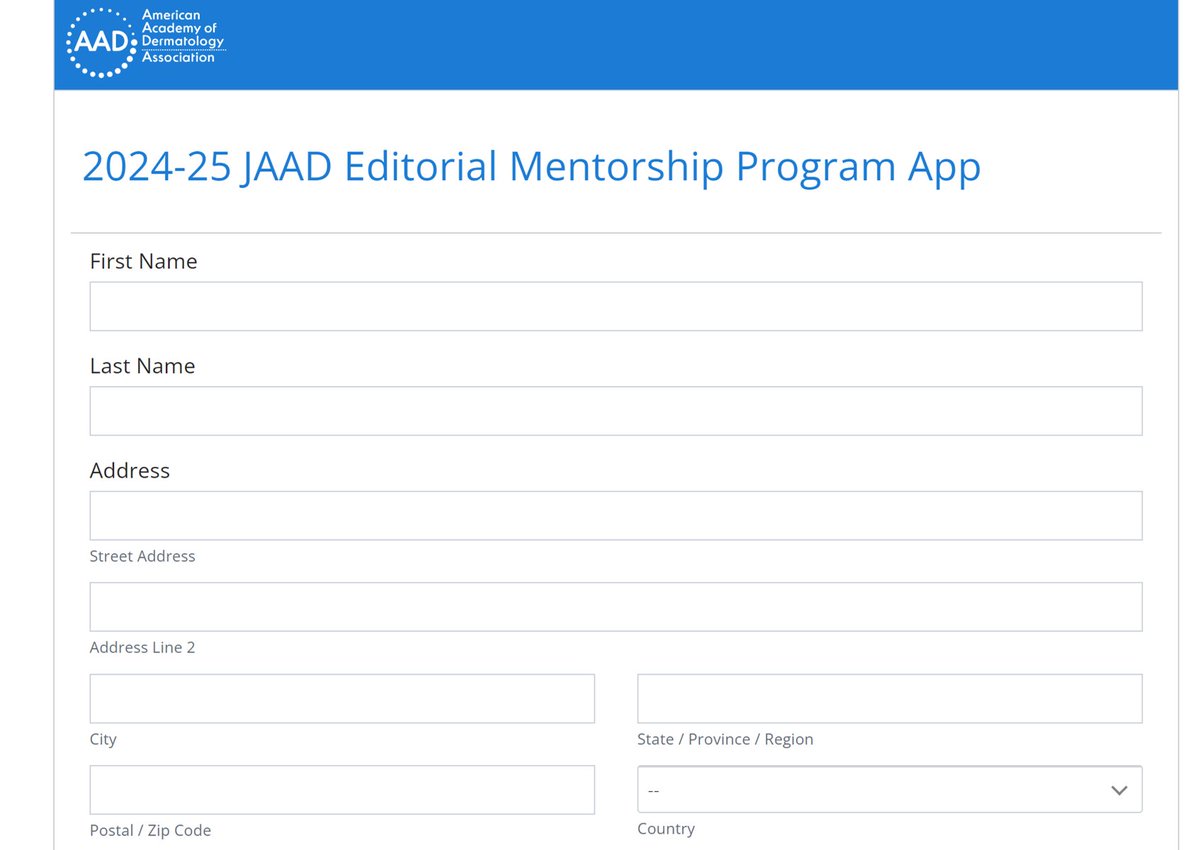 The 2024-25 JAAD Editorial Mentorship Program is accepting applications from AAD Fellow Members at any post-residency career stage who are interested in developing journal peer-review skills. Mentees will be assigned a mentor to help review papers. aad.org/member/career/…