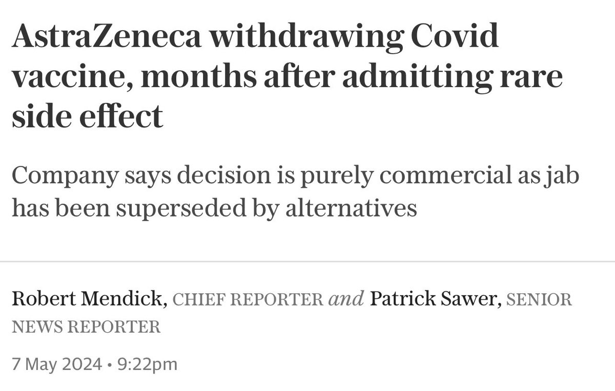 “The Oxford-AstraZeneca Covid vaccine is being withdrawn worldwide, months after the pharmaceutical giant admitted for the first time in court documents that it can cause a rare and dangerous side effect.

The vaccine can no longer be used in the European Union, after the company…