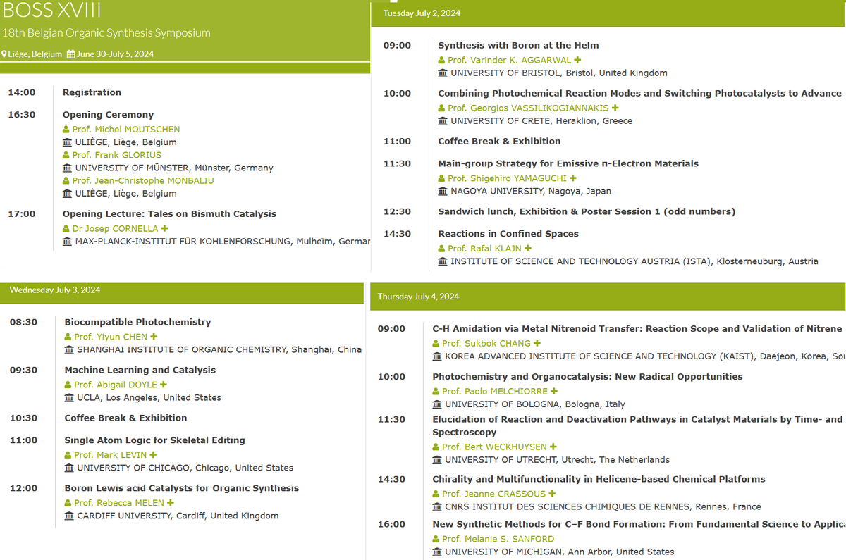 Great program with many lectures on main-group & boron chemistry at #BOSS_Symposium, #BOSSXVIII in Liège in July (committee @JMonbaliu & @GloriusFrank). Looking forward to meet @rebecca_melen @CornellaLab @VarinderAggar11, @JeanneCrassous, S.Yamaguchi..➡️boss-symposium.org🗓️