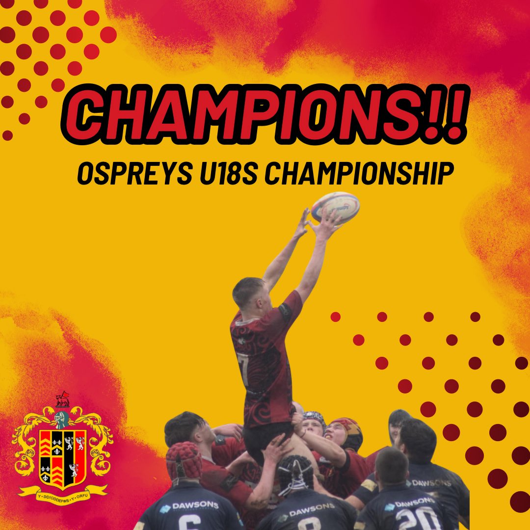 🏆CHAMPIONS🏆
News just in!! We’ve had it confirmed that our U18s have been crowned CHAMPIONS of the @ospreys U18s Championship!

Well done to our boys as well as to the Coaches and Management. 

Congratulations 👏🏻🇩🇪