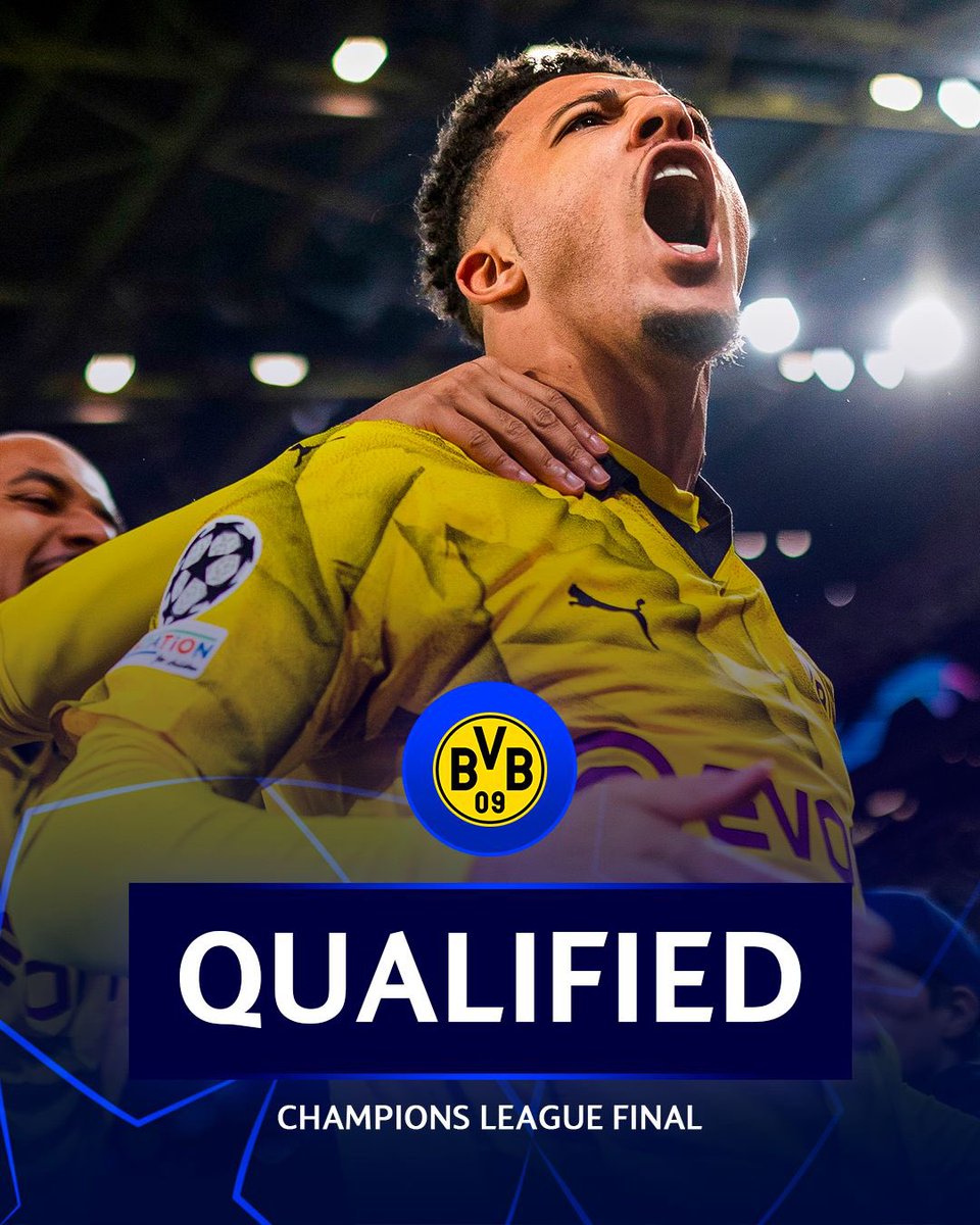 🚨🟡⚫️ Borussia Dortmund are qualified to the Champions League final! Wembley for #BVB. 🏴󠁧󠁢󠁥󠁮󠁧󠁿✨
