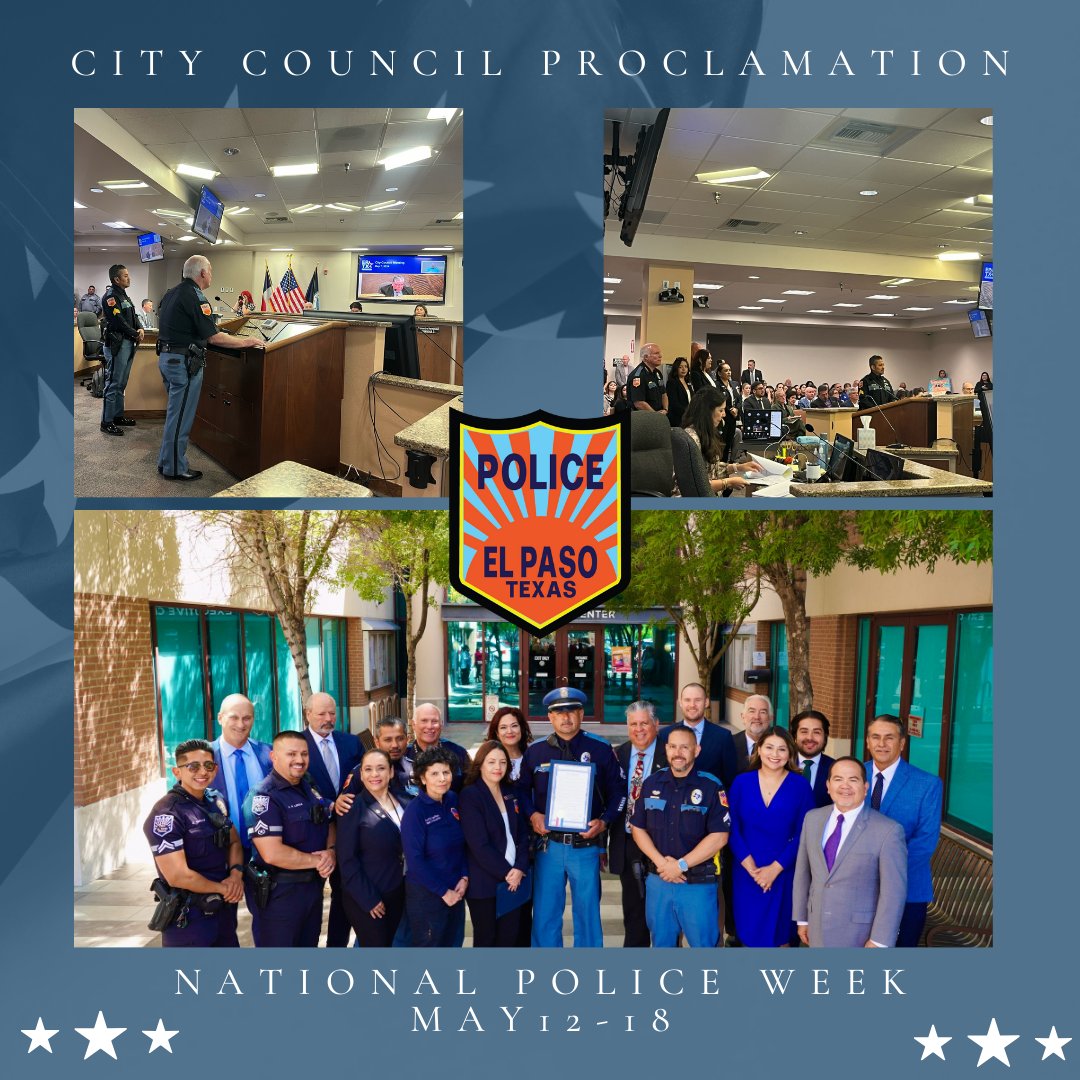 The El Paso City Council recognized that next week, May 12-18 is National Police Week where the city will join the El Paso Police Department in remembering and honoring the bravery and sacrifice of our officers.
#NationalPoliceWeek #MakeTheChangeBeTheDifference #915EPPD