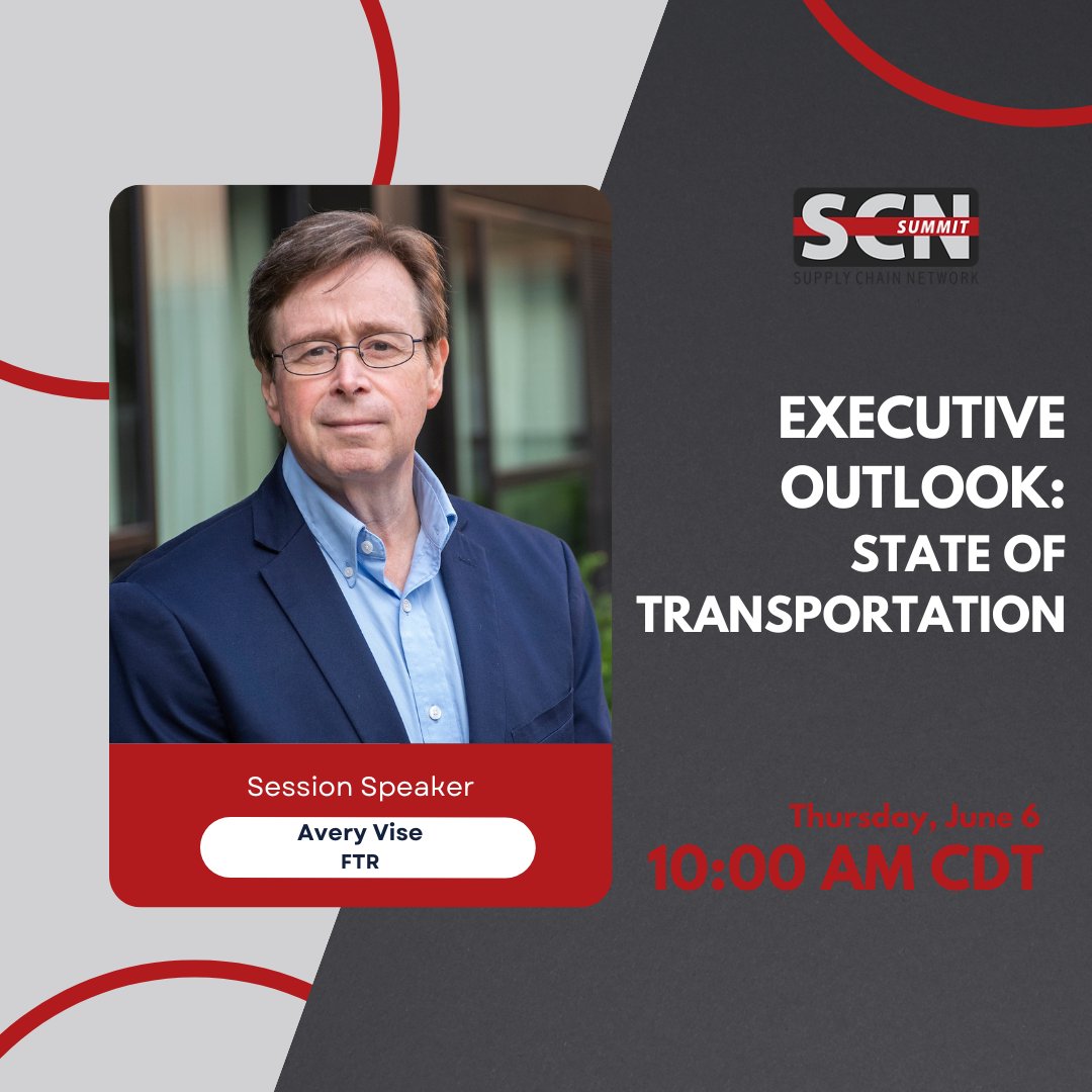 Join us at the SCN Summit, the ultimate virtual gathering for #logistics pros, on June 4-6! 🌐 Tune in as Avery Vise, vice president of trucking at @FTRintel, shares his outlook on the current state of the #transportation industry. Register today! 📷 bit.ly/3WaCm7A