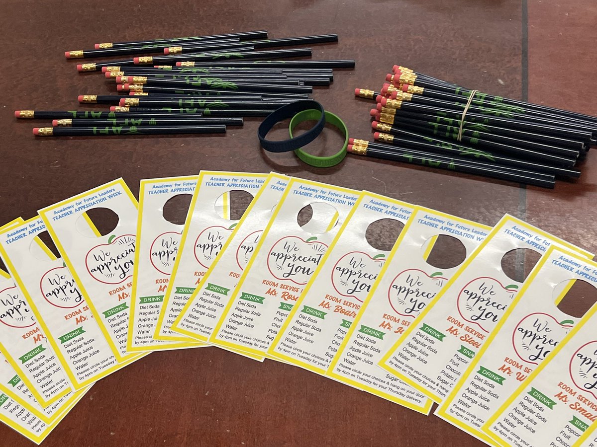 UAFutureLeaders's tweet photo. Launching #TeachersAppreciationWeek with small tokens of admiration. Our staff received room service tags 🏷️ where they can select their preference of drink and snack, as well as roses 🌹, two #AFL wristbands and pencils ✏️ Thank you for all you do for our students #d5reimagined https://t.co/ZHgpDwGjN7