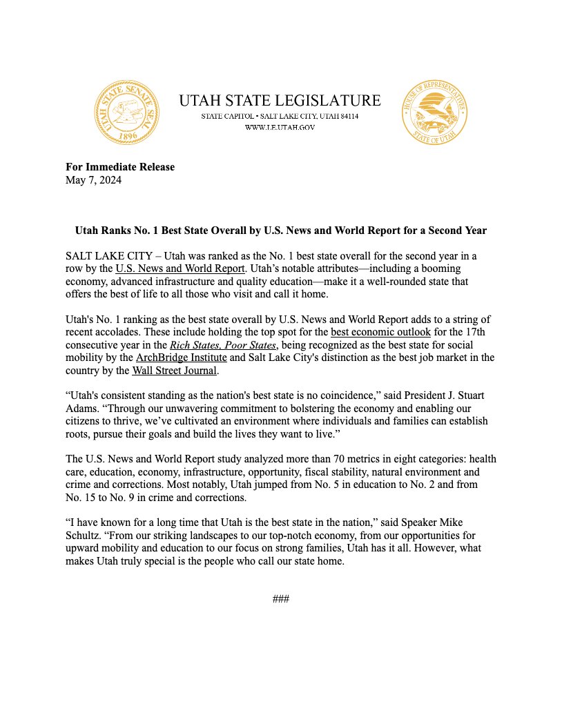 We're still #1, Utah! 💪
#utpol #utleg