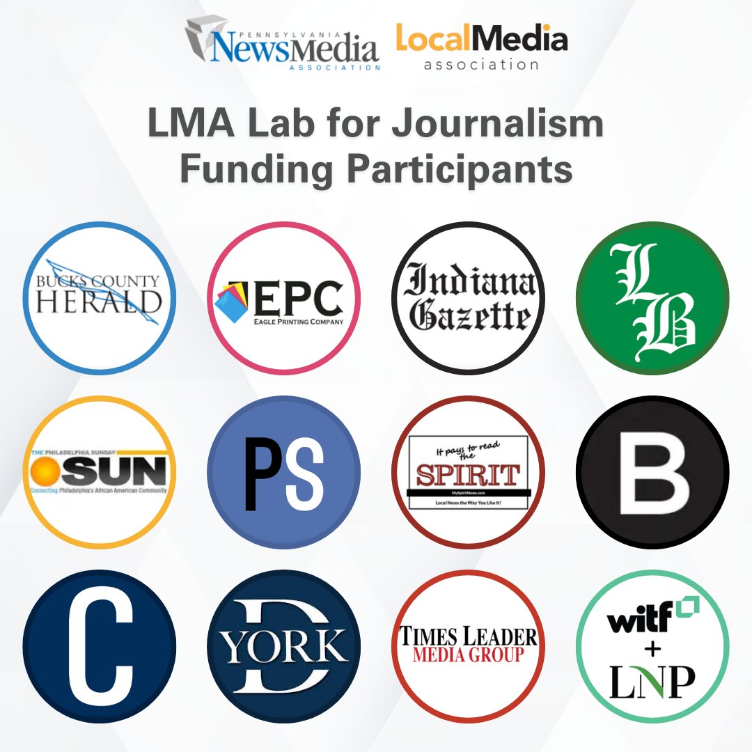 Alongside @LocalMediaAssoc, we're thrilled to announce the 12 news organizations selected to participate in a first-of-its kind state #fundraising lab that brings the proven training of the LMA Lab for #Journalism Funding to news organizations in Pennsylvania! 🧵