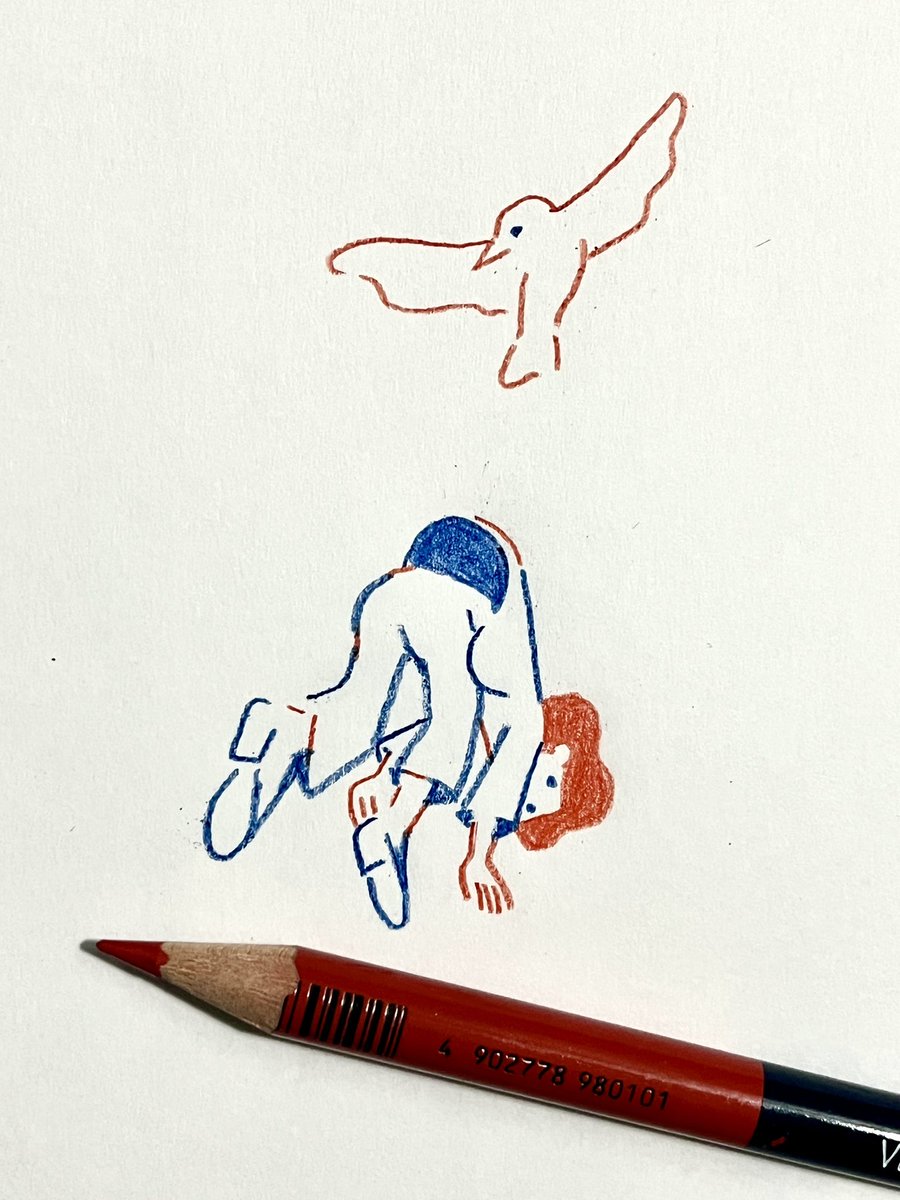 「赤青鉛筆で描いています 」|ryukuのイラスト