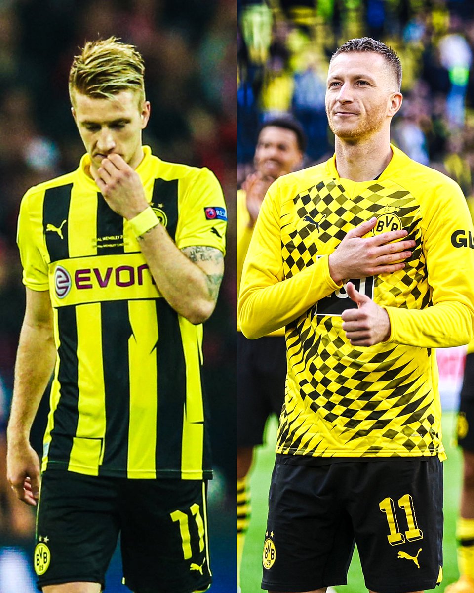 AtaqueFutbolero's tweet photo. ❌🏟️ 2013 ➜ Marco Reus pierde la final de la Champions League con el Borussia Dortmund ante Bayern Múnich, en Wembley.

⏳🏟️ 2024 ➜ Marco Reus jugará su ÚLTIMO PARTIDO en el Dortmund en la final de la Champions League, en Wembley.

El último baile, 11 años después.

Que sea. 🫡 https://t.co/BDAV2daQGS