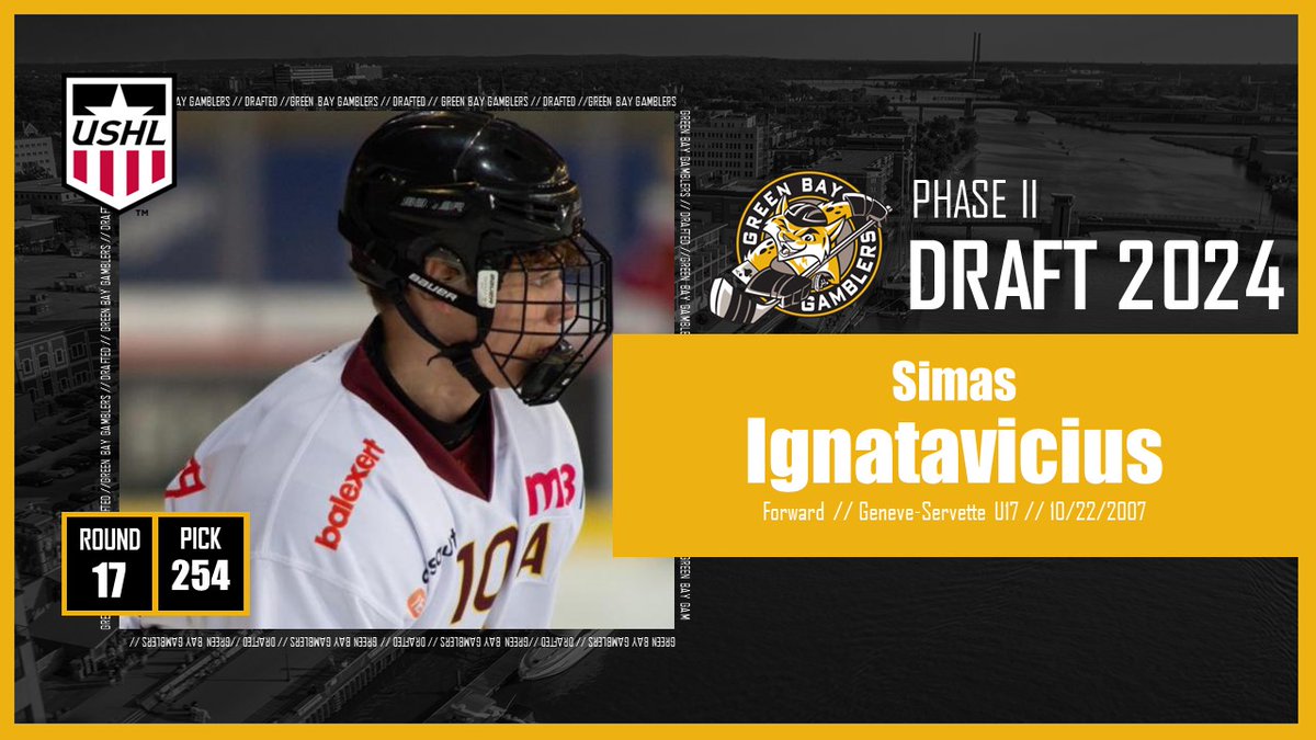 Gamblers select Simas Ignatavicius in the 17th round of the USHL Phase II Draft. #GoGamblers