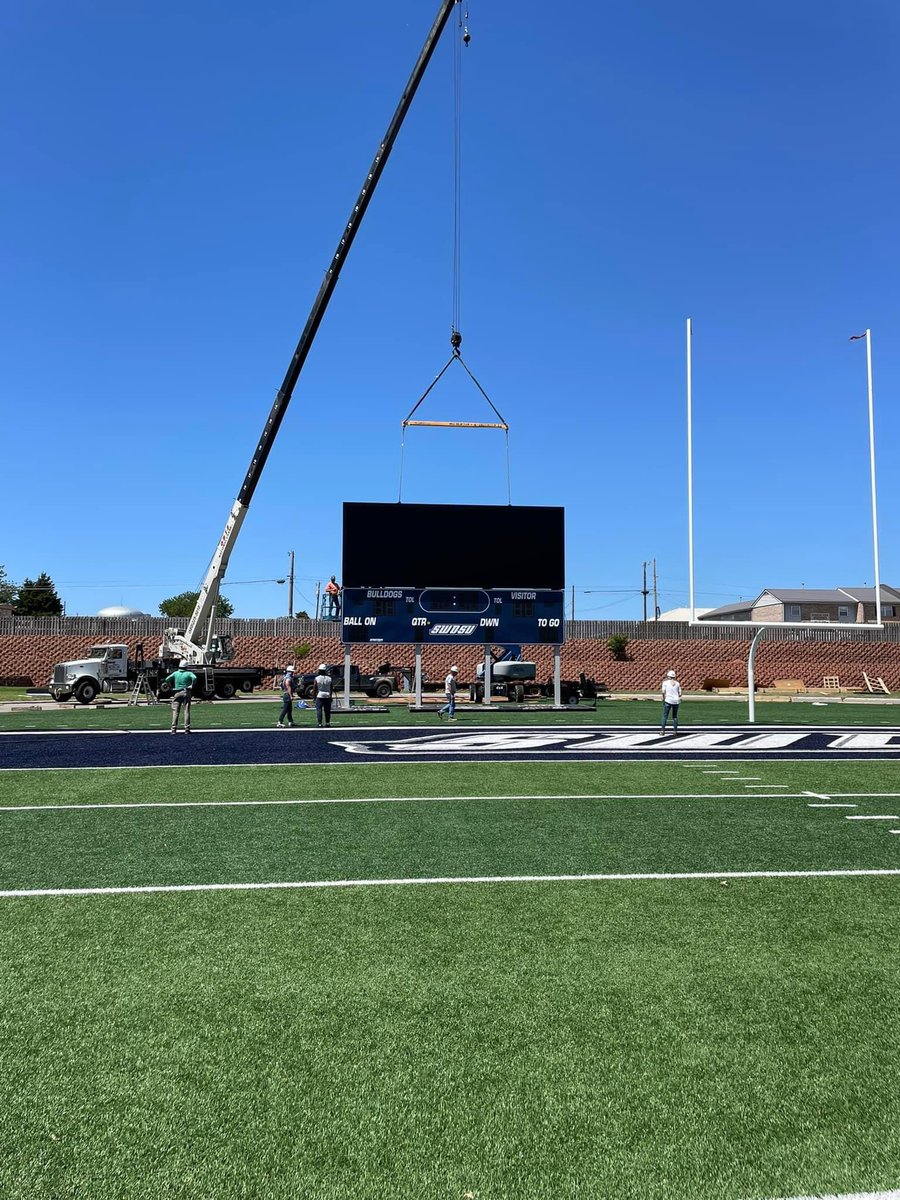 Coming soon! Work has begun to install a new video/scoreboard on the football field. <a href="/SWOSUFootball/">SWOSU Football</a>