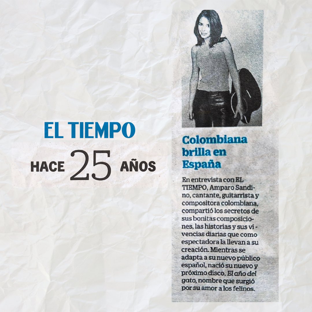 El fin de semana pasado el periódico colombiano <a href="/ELTIEMPO/">EL TIEMPO</a> me recordó que hace 25 años estaba de en España poniendo a bailar y a gozarse la vida a la gente con mi álbum “El año del Gato”. 😻🇪🇸

#cantautora #eltiempo #españa