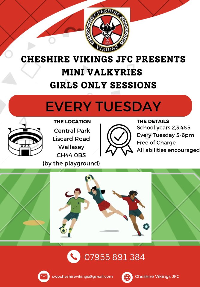 Relaunch of our #girlsonly Mini Valkyries sessions! Fantastic coaching free of charge for any girls wanting to give football a try #wirral #grassroots #thisgirlcan