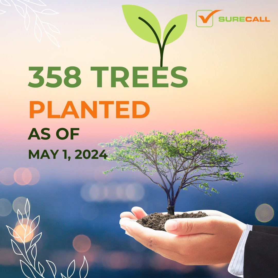 SureCall Contact Centers is contributing to environmental conservation through our partnership with @treeapp. Since May 1, 2024, we have already planted 358 trees, with many more to be planted on every employee anniversary.

#savetheworld #savetheenvironment #communityimpact
