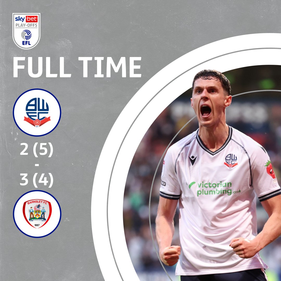 ⏹️ That's it! @OfficialBWFC hold on to make it to Wembley! #EFLPlayOffs | #StepUp