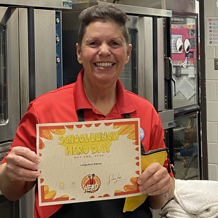 Our very own Ms. Leigh Ann Elkins was recognized for being a school lunch hero! She is amazing! #ShineALight #GTEVibes