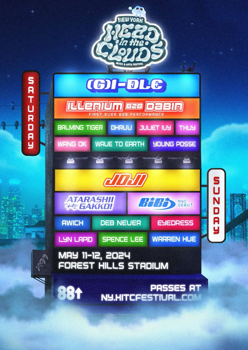 HereforJiminn's tweet photo. so it doesn’t look like my friend can go to the “Head in the Clouds” festival in nyc anymore. It’s May 11th/12th so I’ll likely be giving away a ticket. It’s not official but if u wanna go, can make both days, &amp; are 21+, pls reply. Need someone to fangirl over bibi with 😭 https://t.co/RiB6wPaHoD