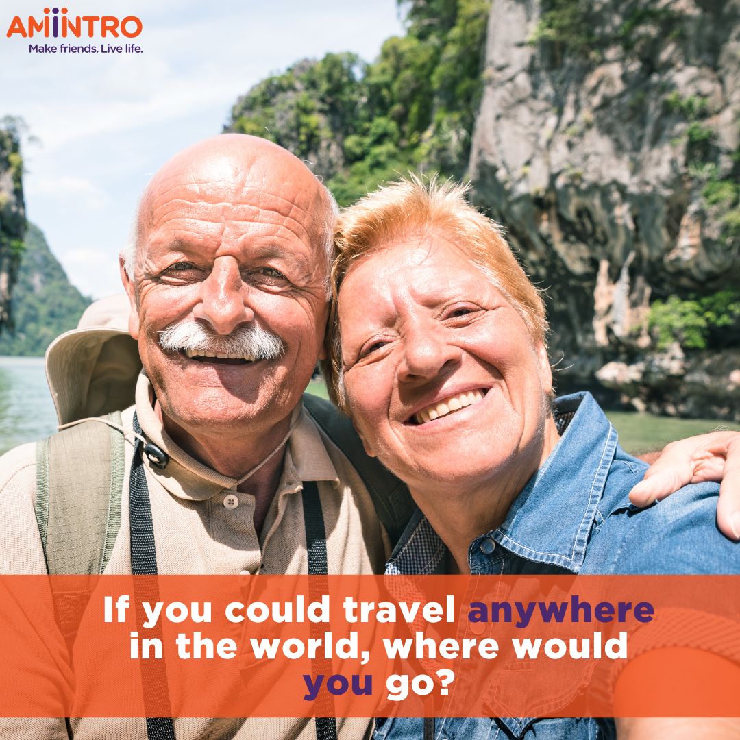 ✈️ If you could travel anywhere in the world, where would you go?

Let us know where your travels will take you by commenting below! 👇

Create an account today and explore the best of life after 50 at app.amintro.com/Account/Regist…!

#amintro #amintrofriends