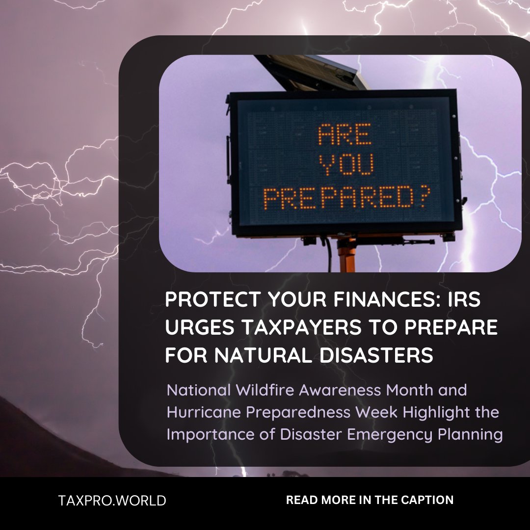 🌀 National Hurricane Preparedness Week starts May 5. Ensure your tax and financial information is secure with tips from the IRS: bit.ly/4b1hHYc  
#DisasterPreparedness #FinancialSecurity #TaxTips