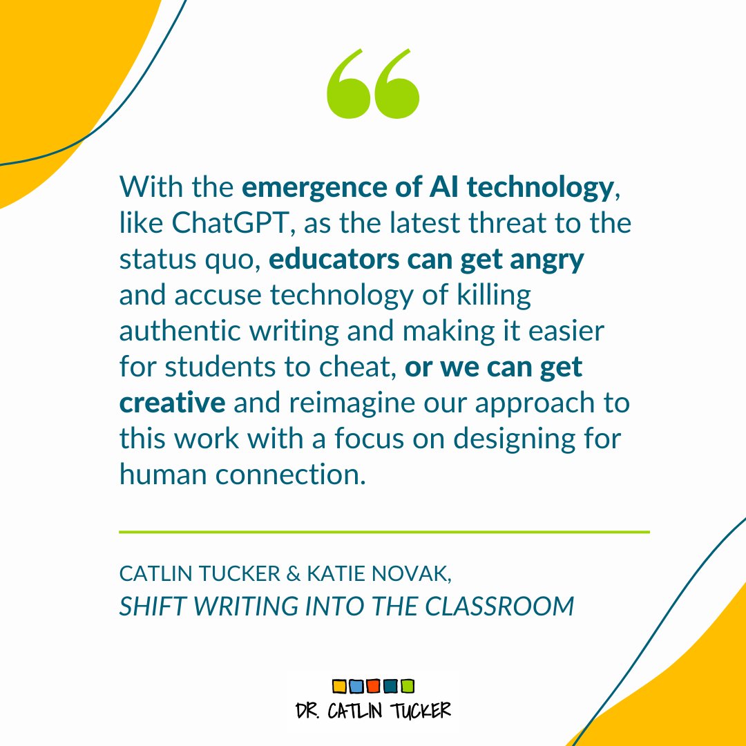 By ➡️ shifting ➡️ our focus to using AI as one more tool in our tool belt that helps us design for human connection, we can make our classrooms more literate, engaged, & equitable! More in my latest book with @KatieNovakUDL: bit.ly/3NVWup5 #ChatGPT #EdTech