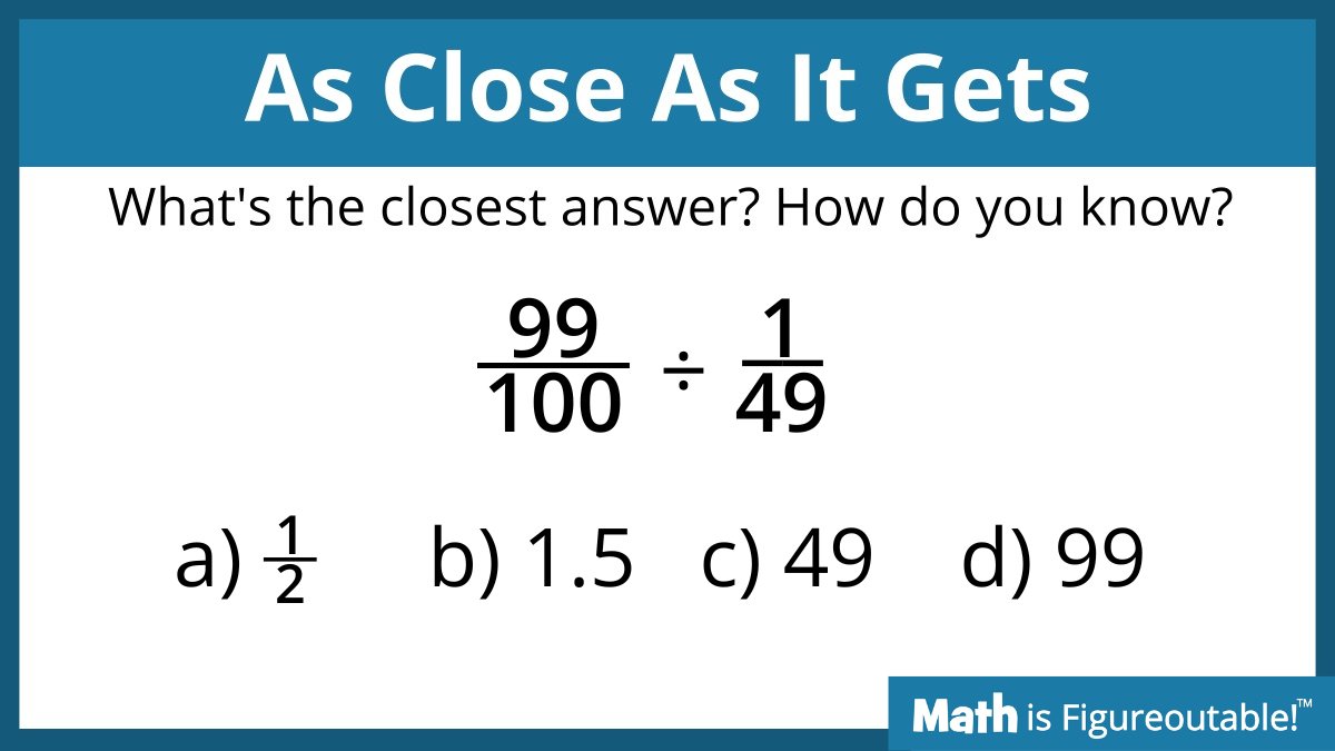 #TryThisTuesday As Close As It Gets! Use it to get students reasoning about the relationships in the problem!

Sneak peek to the routines we'll highlight in our CHALLENGE
Register: mathisfigureoutable.com/challenge

#MathIsFigureOutAble #MathChat #MTBoS #ITeachMath #MathEd #Mathematics