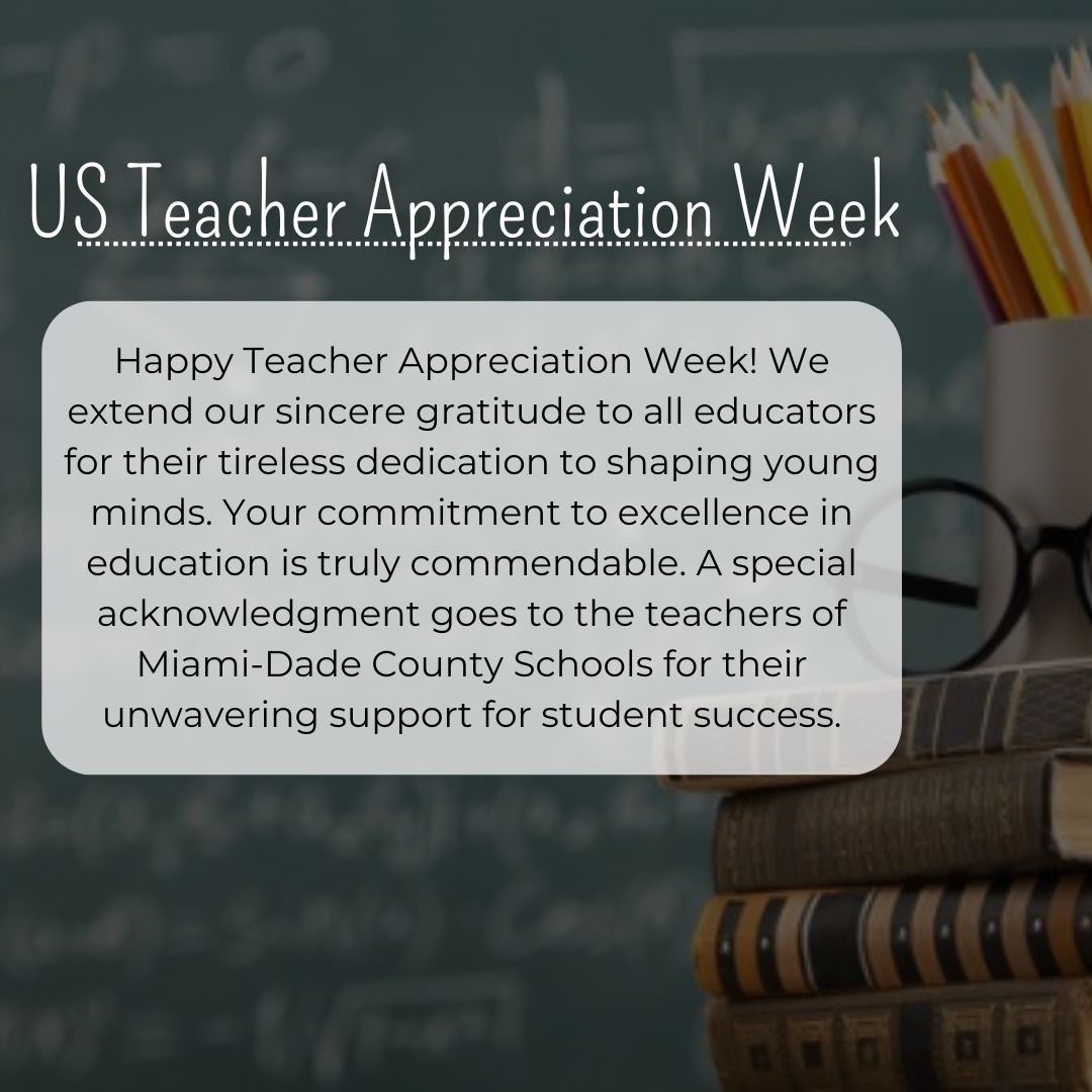 🎉 Happy Teacher Appreciation Week! 📚 Recognizing educators' tireless dedication to shaping young minds with excellence. #ThankATeacher #TeacherAppreciationWeek