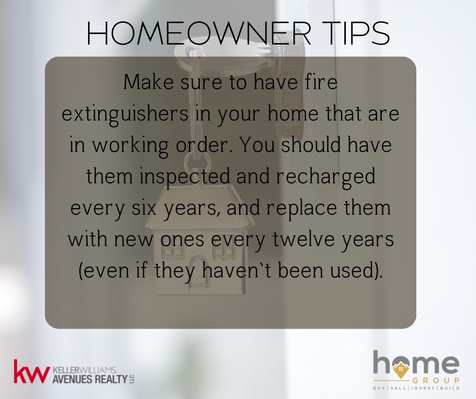 Tuesday Homeowner Tips 

#coloradorealtor #hgdenver #tips #sellingdenver #homegroup #yournextmove #fireextinguisher