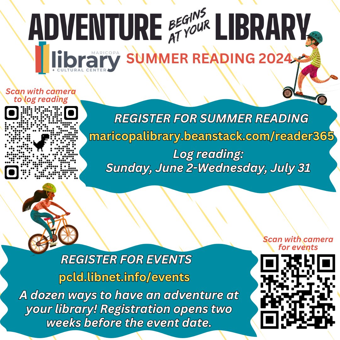 Hang onto this handy graphic so you know where to register for this year's #MLCC Summer Reading logs and special programs held throughout June and July. Full calendar of events coming soon! #summerreading #azlibraries