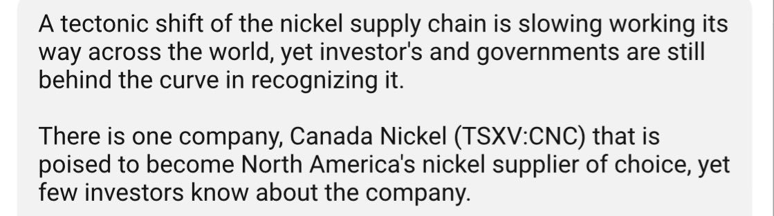 Pacific Rift: Why Nickel is a Huge Investment Opportunity Capital 10X m.youtube.com/watch?si=irZLP… #CanadaNickel #Samsung 8.7% #AngloAmerican 7.6% #AgnicoEagle 11% #NetZeroNickel #Nickel $CNIKF $NOB.V $CNC.V $SHL.V #EV #BatteryMetals #Mining #Glencore #BHP #Vale #Timmins #Canada
