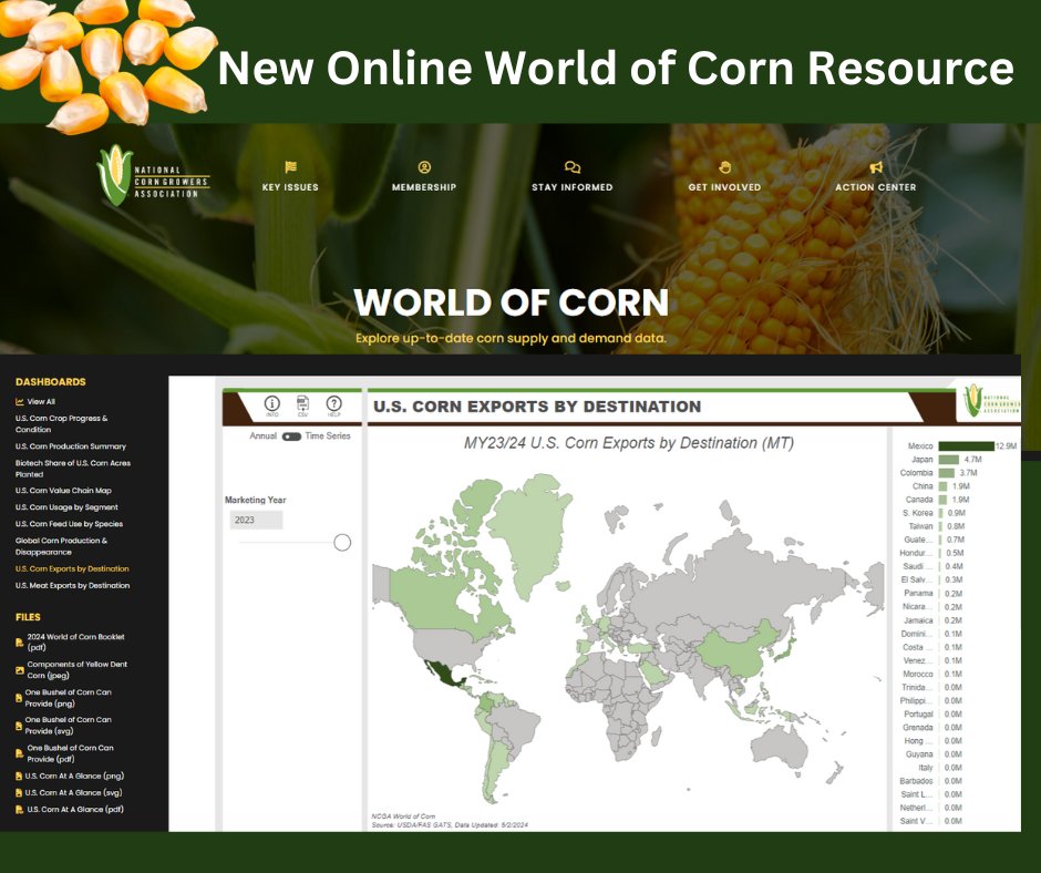 During #TradeMonth, learn where U.S. corn and corn products are sold around the world with NCGA's new interactive World of Corn resource--find up-to-date stats on trade, corn production and more here: ncga.com/world-of-corn