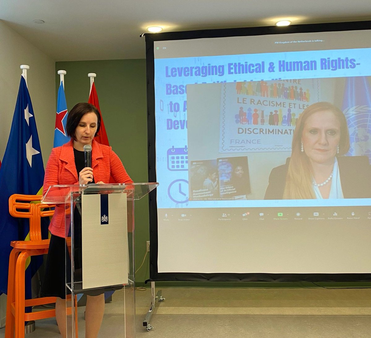 During the discussion about #ethical #AI and the #SDGs, Slovenia 🇸🇮 stressed the importance of upholding human rights to enable sustainable development and close digital divides.