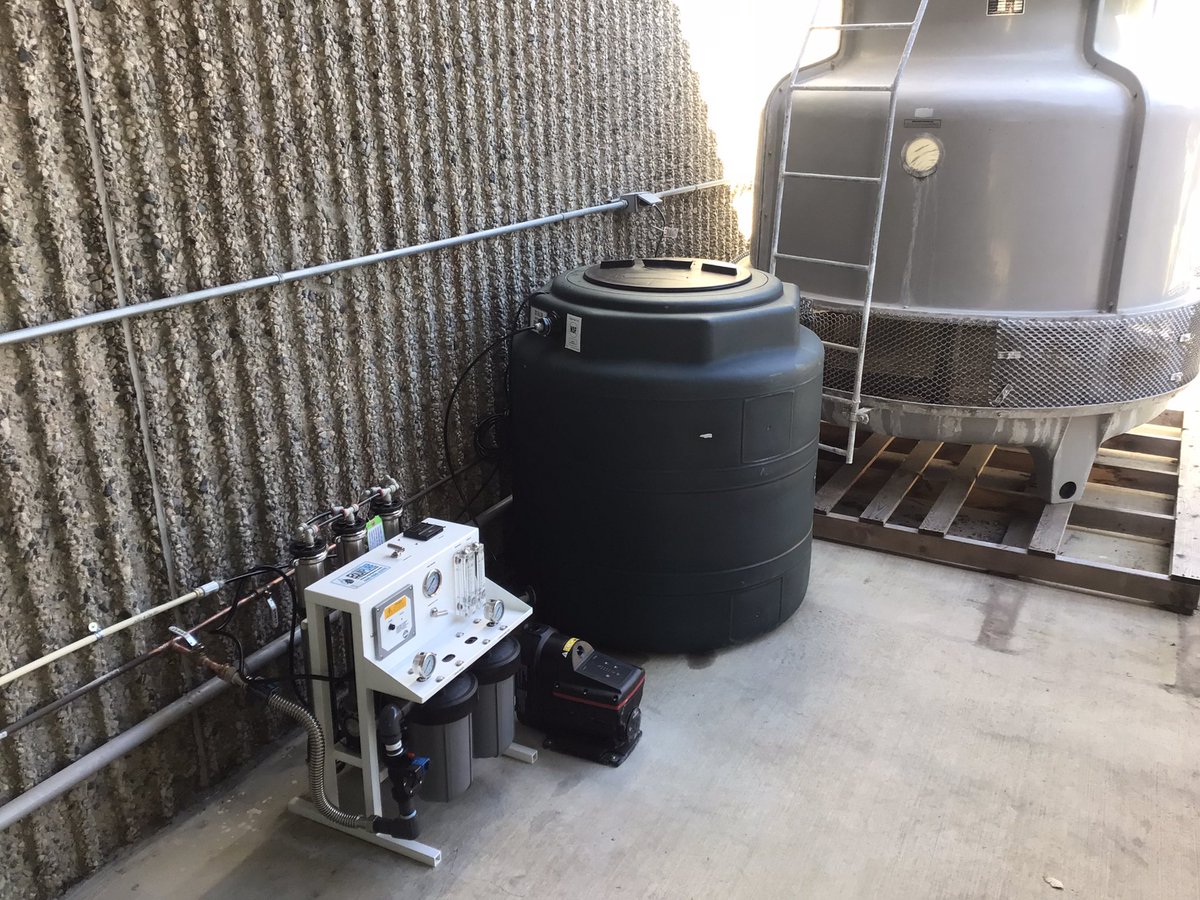 New 1000 Gallon Per Day Reverse Osmosis System with our custom Blend System to adjust any water quality that you want to make custom brews, A 200 Gallon Storage tank, and Pump System. We use only quality custom Equipment.