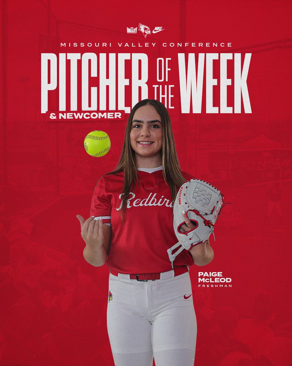 She’s done did it again 👑 Congrats to @PaigeMc44075072 on earning MVC Pitcher & Newcomer of the Week for the second time this season! linktr.ee/redbirdsb | #RollBirds