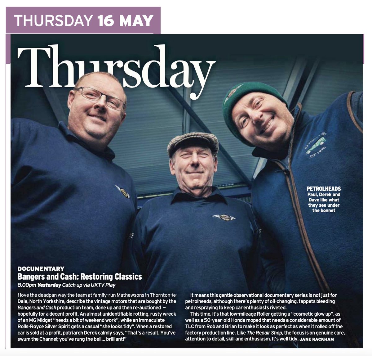 It’s great to see the brand new series of Bangers & Cash: Restoring Classics being featured in this week’s @RadioTimes. 
It all starts next Thursday at 8pm on @YesterdayTweets 
#bangersandcash