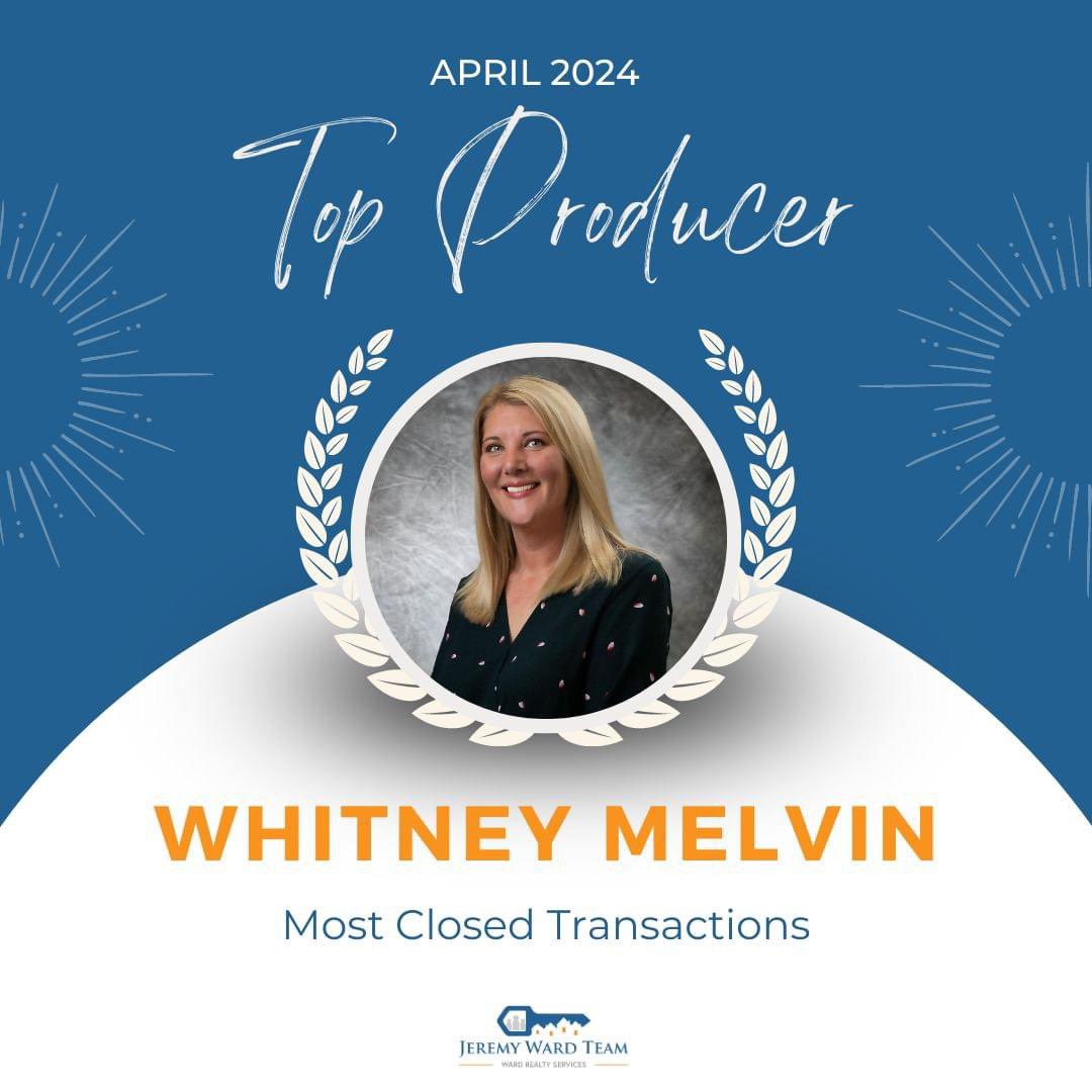 Here's to our 𝐓𝐎𝐏 𝐏𝐑𝐎𝐃𝐔𝐂𝐄𝐑𝐒 for April! 🥳Here’s to Whitney Melvin & Susan Vannis on topping our team leader board for the month of April. Whitney & Susan tied for closing the most transactions and Susan closed the highest volume. GREAT JOB!!👏🏼💪🏼