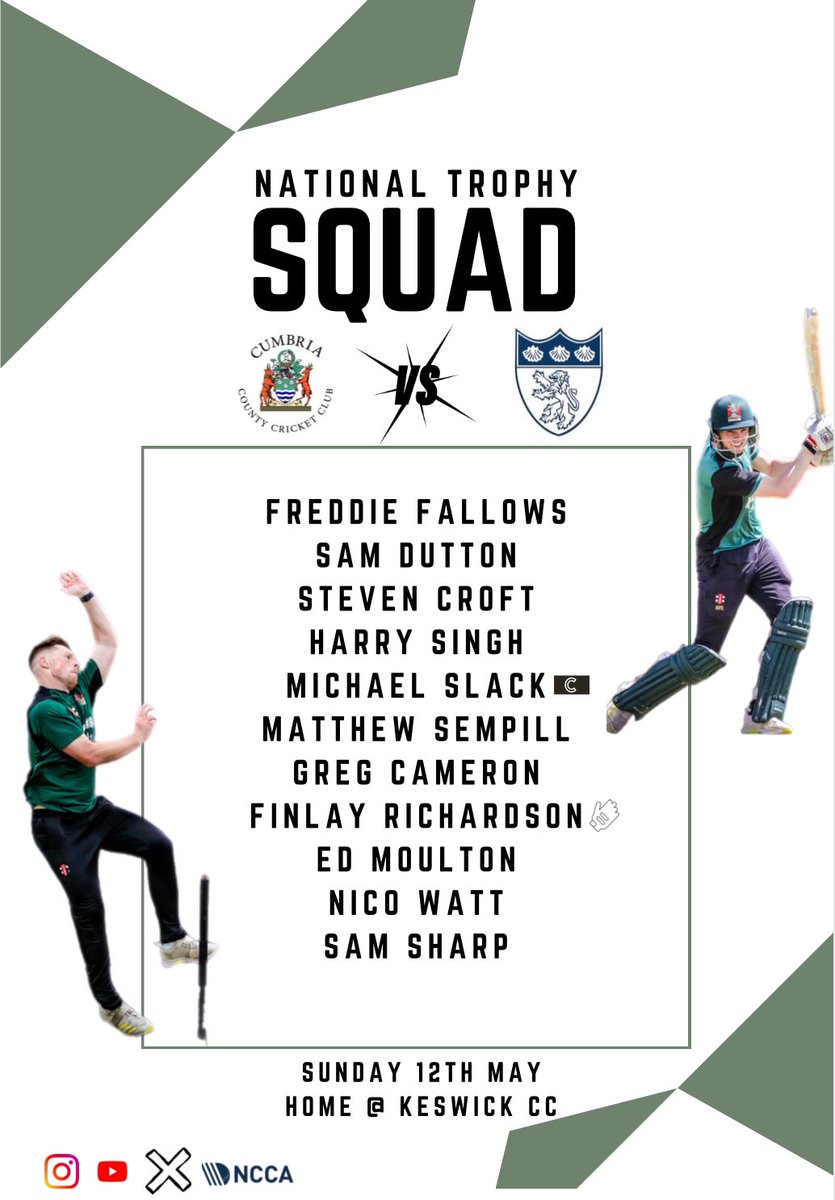 🏆- 𝓣𝓱𝓮 𝓻𝓸𝓪𝓭 𝓽𝓸 𝓦𝓸𝓻𝓶𝓼𝓵𝓮𝔂 𝓫𝓮𝓰𝓲𝓷𝓼… The squad is named to take on @BedfordshireCCC at the picturesque ground @KeswickCricket this coming Sunday - 11am Start Come along and support the team as we look to try make it Wormsley once again!