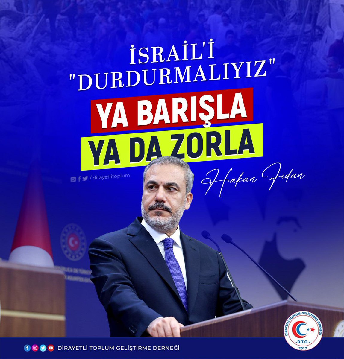 TeskilatHafiye's tweet photo. Dışişleri Bakanı @HakanFidan:
"İsrail’i durdurmalıyız. Ya barışla ya da zorla..."

#getoutofrafah https://t.co/XfRFiIZTHw