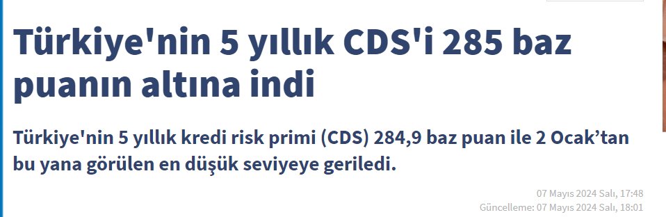 Türkiye CDS Risk primi 285 puanın altına düştü. 
#bist100