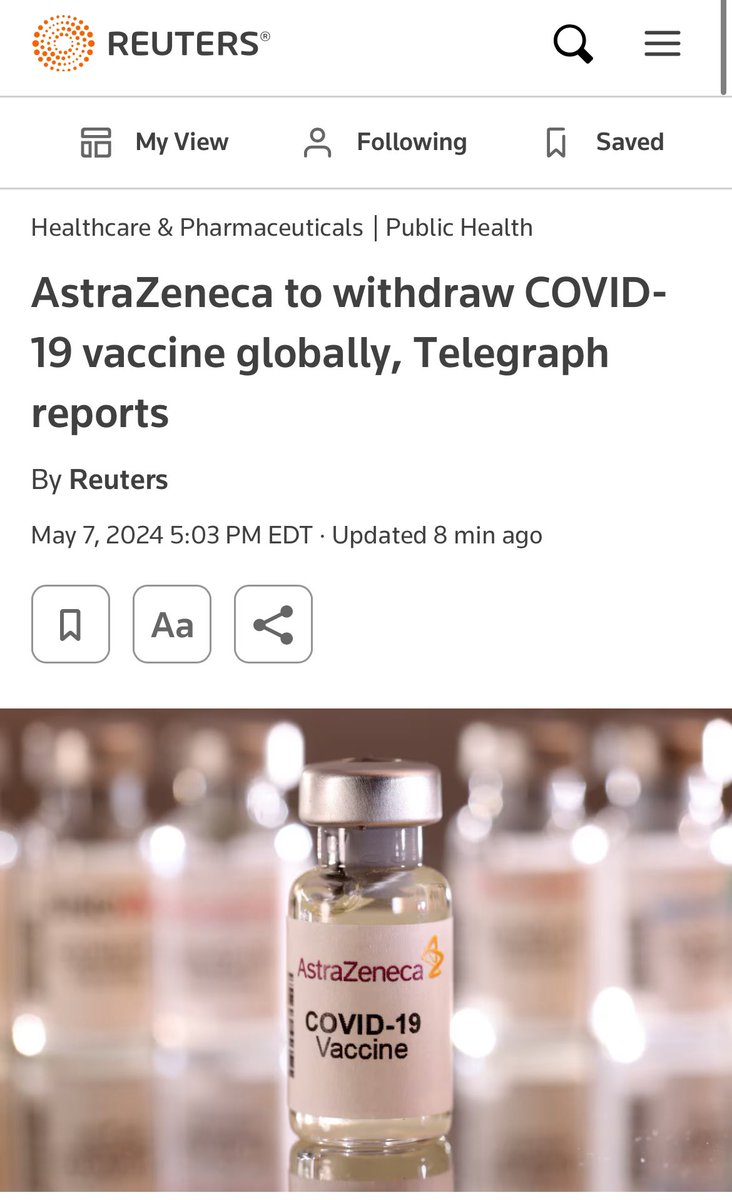 MelissaLMRogers's tweet photo. HOLY CRAP 🤯🤯🤯 AstraZeneca to WITHDRAW its Covid vaccine globally, effective today 🤯 https://t.co/gJzm8WWU3H
