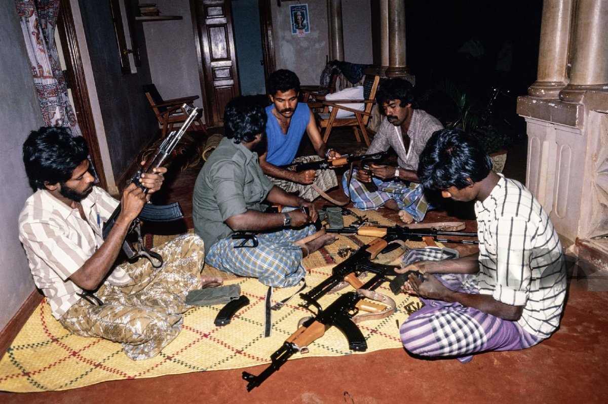 Picture taken in January 1986 of Militants of the Liberation Tigers of Tamil Eelam (LTTE) in Hosur in Tamil Nadu.