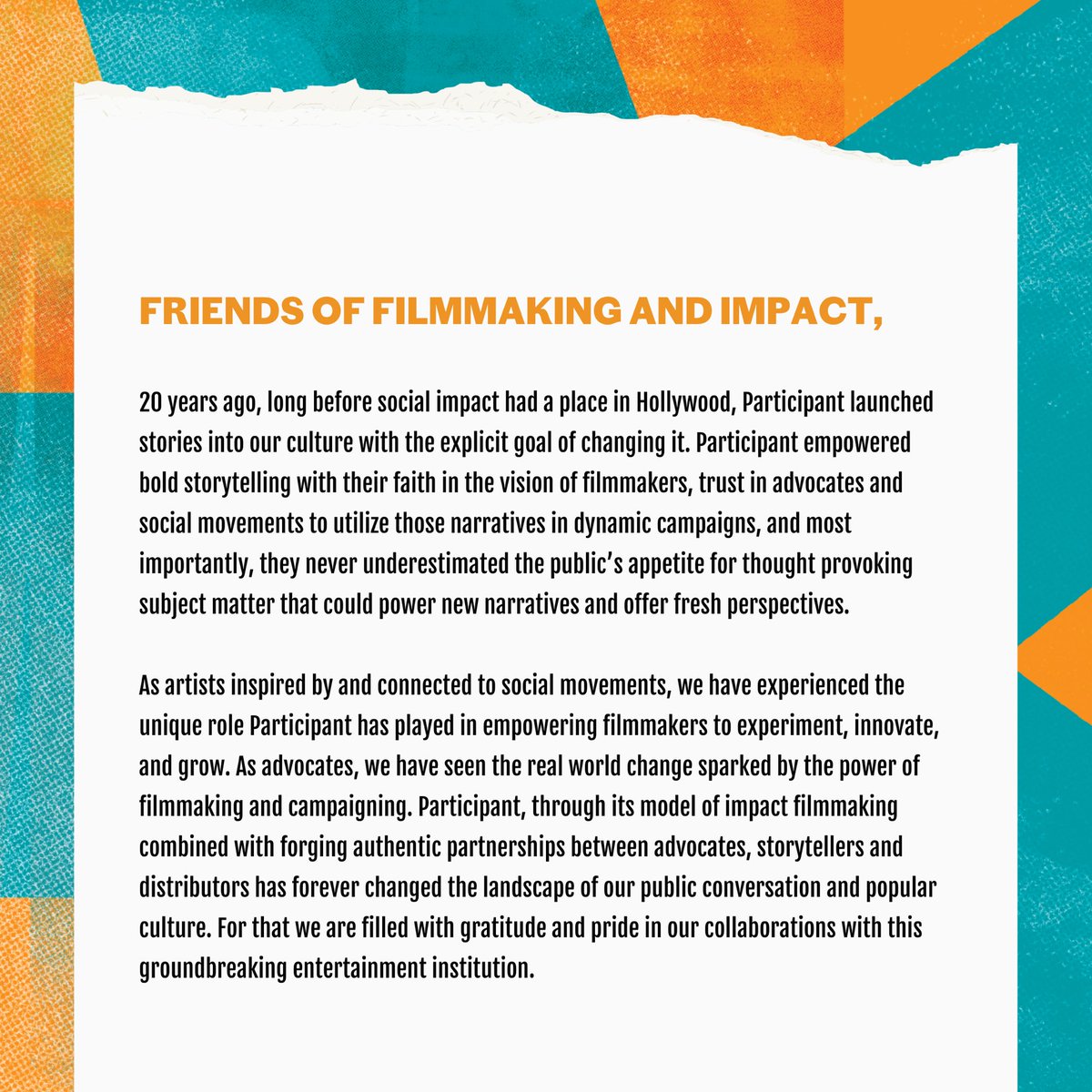 BREAKING: In partnership with over 120 leading actors, directors, advocates, and nonprofit organizations we released an open letter calling on Hollywood to prioritize social impact in the wake of @Participant’s closure. Read the full letter: domesticworkers.org/culture-change…
