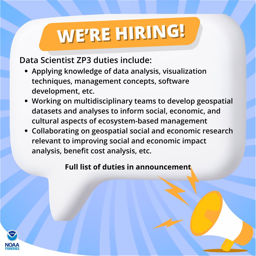We’re #hiring! Data Scientist ZP3 to support our Social Sciences Branch. Location: #MA or #RI Labs. Direct hire! Deadline: 5/20. Public: bit.ly/4bnDmd5. Branch info: bit.ly/3ULZFDJ. #Jobs