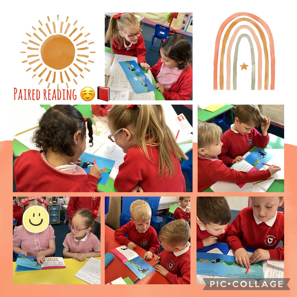 These Year 1 children are really enjoying their paired reading sessions. Such fantastic attitudes and engagement. 🌟#Phonics #Confidence #PeerSupport #LoveReading