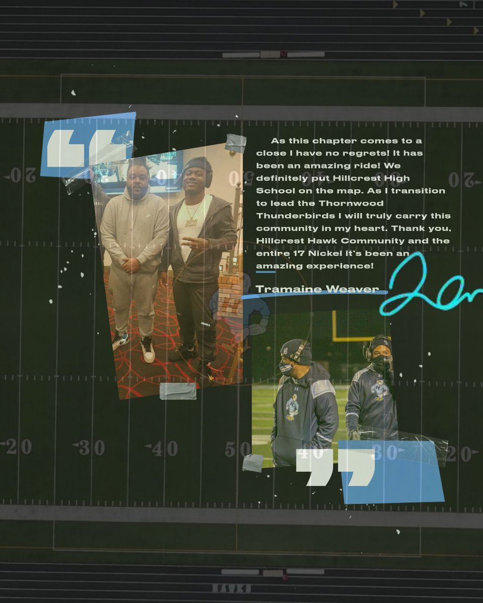 Amazing Job @Tdub52 !! We Thank You. We Love You!! GodSpeed onto the Next Chapter as Thornwood High School's New Head Football Coach... you're safe as long as you stay out of 5A😁 Go Win BiG💪🏾!! @EDGYTIM @disabato @michaelsobrien @JeffVorva #HawksFly #HardWay