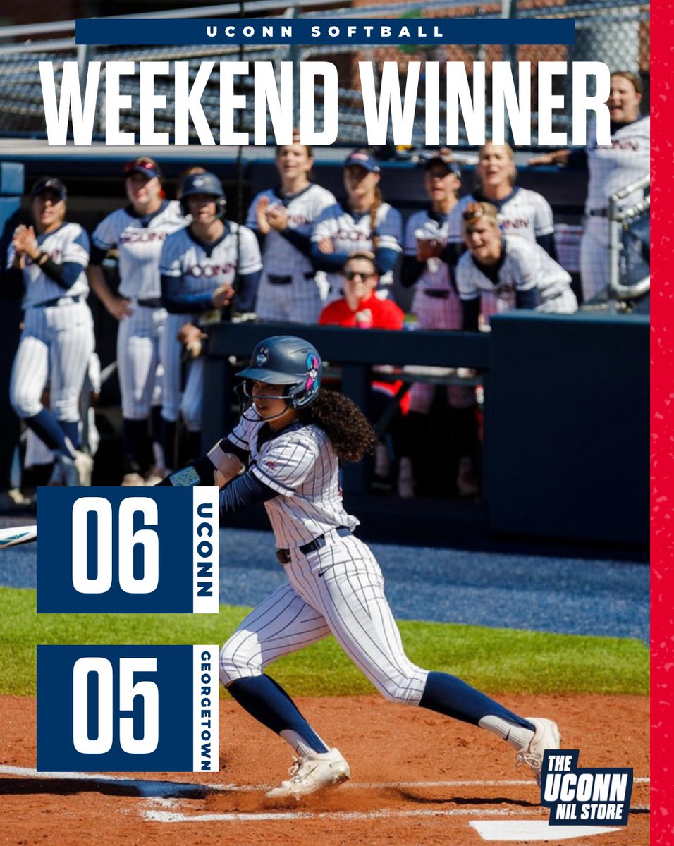 UConn Softball won against Georgetown with a score of 6-5 over the weekend! 🥎 #uconnsoftball #uconn
