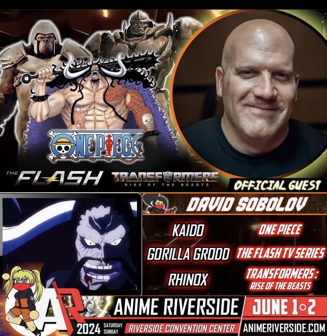 Up next - It's @AnimeRiverside in Riverside, CA Jun 1-2. See you there #onepiece #Wano #Kaido fans!!